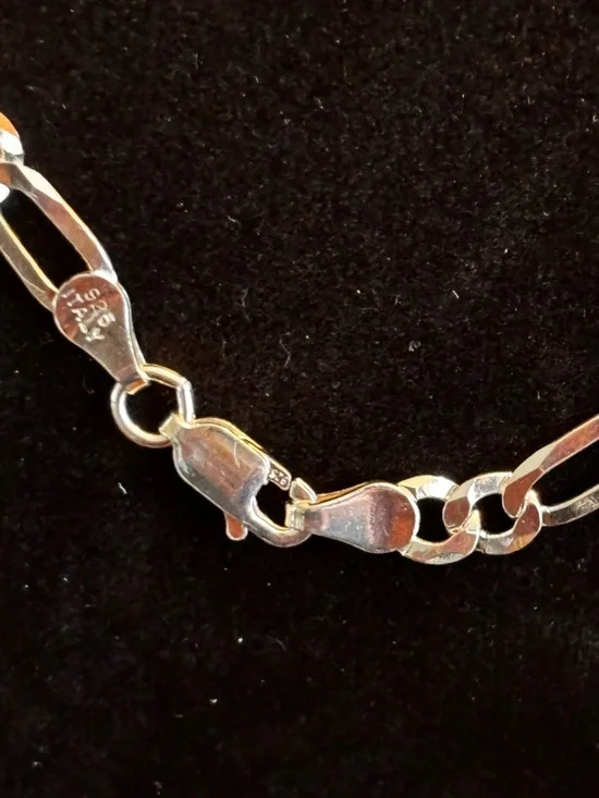 Sterling Silver Figaro Chain Necklace - Silver - Picture 3 of 5